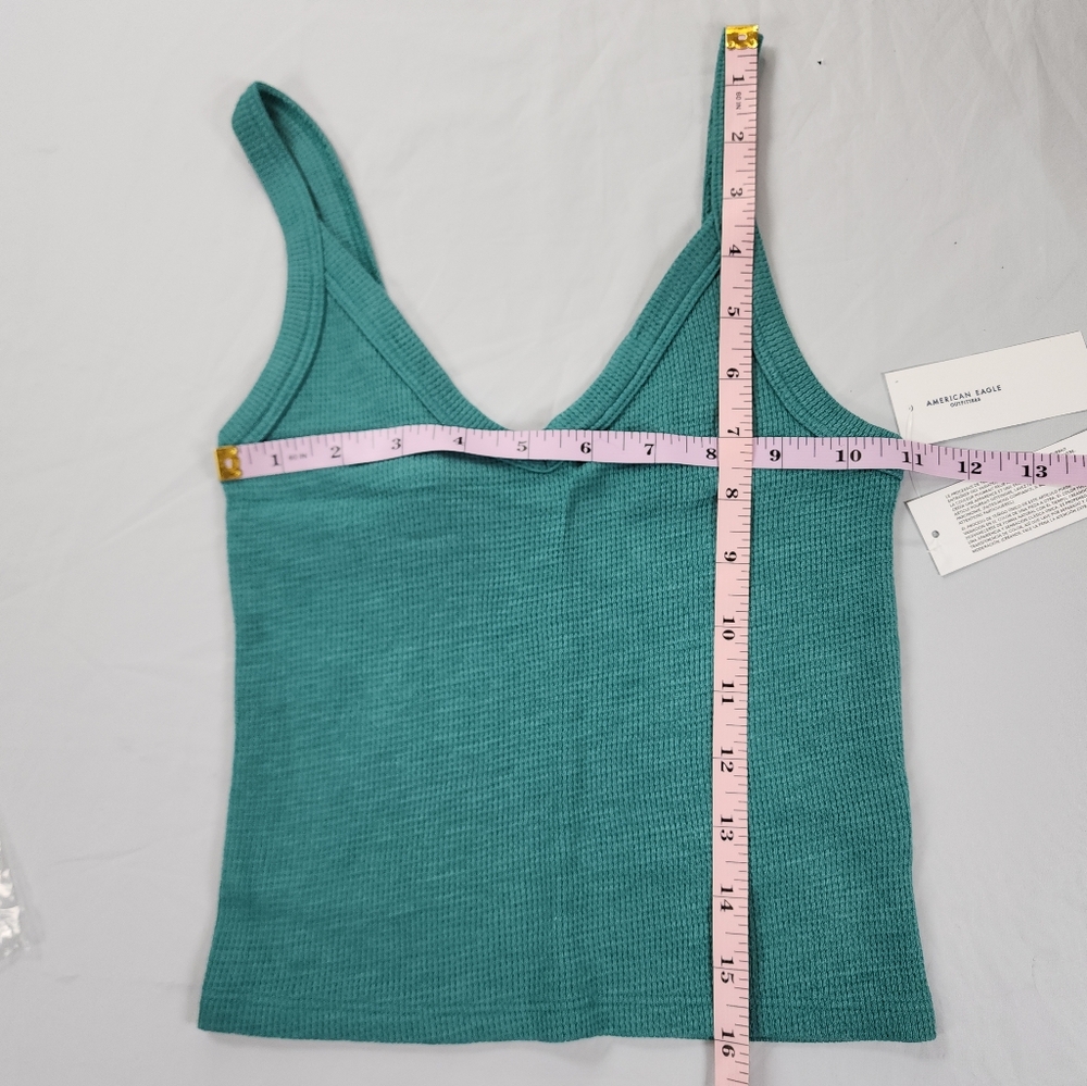 American Eagle Outfitters Textured Knit Cami Tank Teal Green Size XXS - Picture 3 of 9